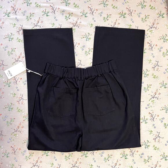 MATE the Label Tencel Twill Pleated Pants Trousers Black Medium High Rise Cotton - Picture 4 of 8